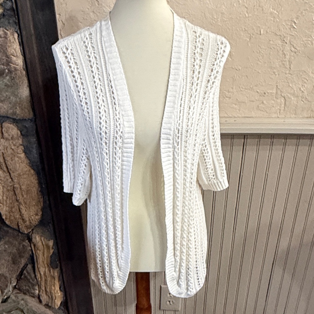 White Open-Knit Women's Sweater